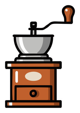 Kitchen coffee grinder front view vector illustration. Generative AI