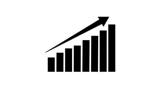 Stock market growth arrow up with increasing bars chart financial success investment profit concept