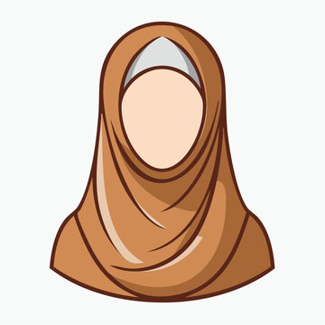 Illustration of a Woman Wearing a Brown Hijab