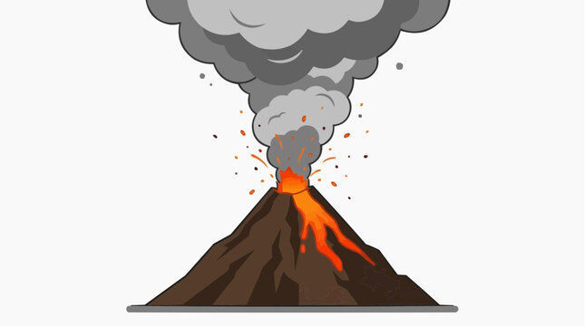 An active volcano erupts dramatically, spewing lava and smoke in a raw display of nature's power.