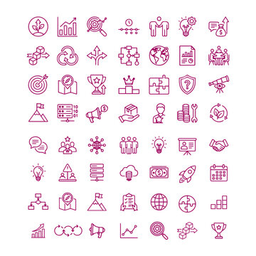 Product management line icons big set covering strategic business practice from development to launch | Isolated linear vector illustrations with editable stroke for professional use worldwide.