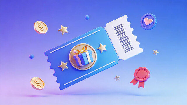 Customer Loyalty Program Concept with Reward Points and Membership System 3D Render Illustration
