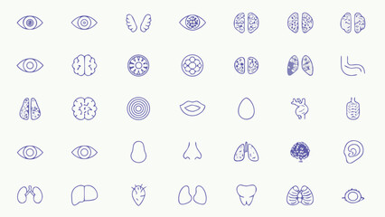 Obraz premium medical health icons set line style white background