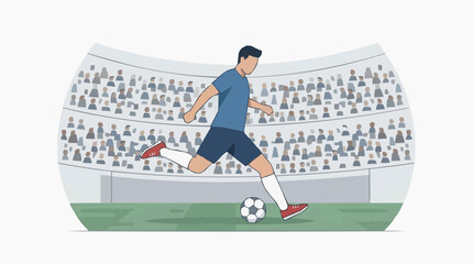 Fototapeta premium Soccer player kicking ball in stadium with crowd