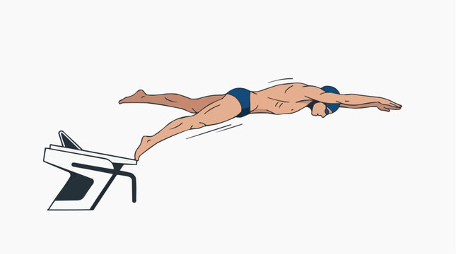Man diving from diving board into pool