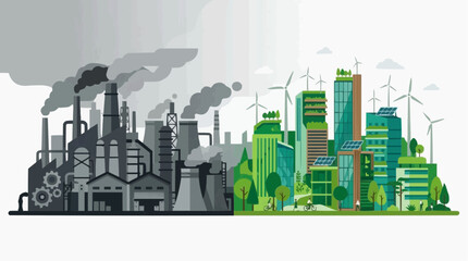 Obraz premium A visual depiction of the contrasting futures of our world, emphasizing the impact of environmental sustainability. A realistic representation of the two diverse sides of progress.