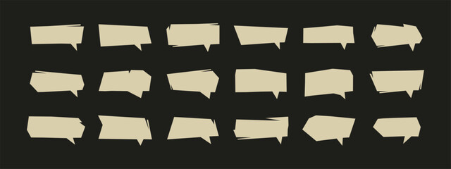 Set of geometric speech bubble icons with jagged edges for creative communication design © thetwelvesense