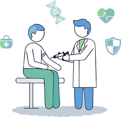 Obraz premium Medical Vaccination Illustration Doctor Giving Injection to Patient Healthcare Immunization Concept