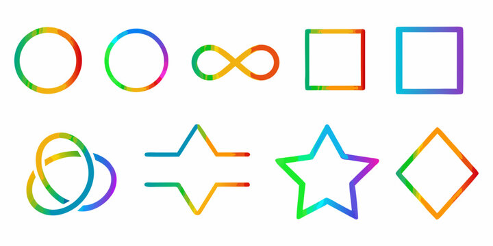 colorful geometric shapes on a white background