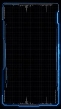 Cyber blue interface border glowing grid layout, frame empty center, futuristic screen style. AI videos, tech intros, data panels, security dashboards, software backgrounds, overlays, gaming visuals.