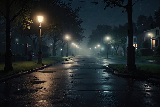 Night sub urban street illustration background 