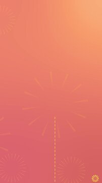Coral golden burst fireworks backdrop radial fireworks, warm peach gradient, soft open area, cheerful festive mood. party birthday titles, celebration intros, greeting cards, event screens, motion