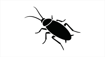 Stylized black cockroach icon representing common pests and urban insect infestations © Sunnn