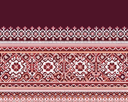 geometric floral pattern with cross shapes and step motifs