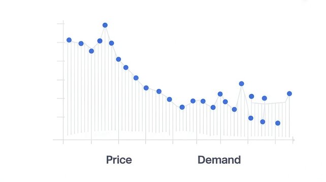 Minimalist Price and Demand Data Chart with Blue Points Analytics Visualization.