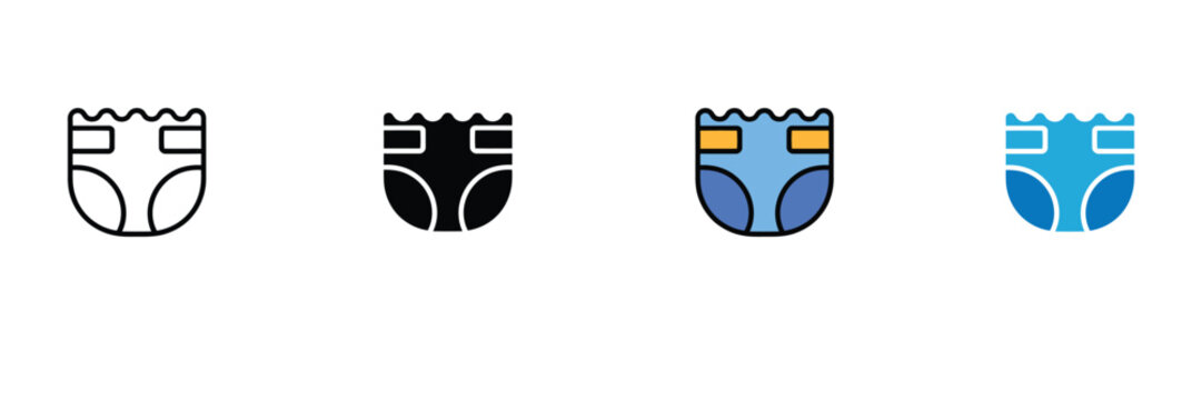 Baby Diaper Icon for Newborn Care, Hygiene Products, and Infant Apparel. Symbol Vector Illustration.