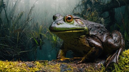 Obraz premium Majestic Frog in Enchanted Forest Setting