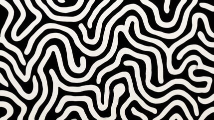 Fototapeta premium Abstract Black and White Pattern Featuring Wavy Lines and Organic Shapes for Modern Design and Art Projects