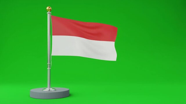 Indonesian flag on pole, vivid green backdrop, national pride, unity, heritage, resilience