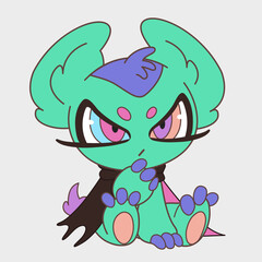 Fototapeta premium Cartoon sitting bat. Funny character. Cartoon character design.