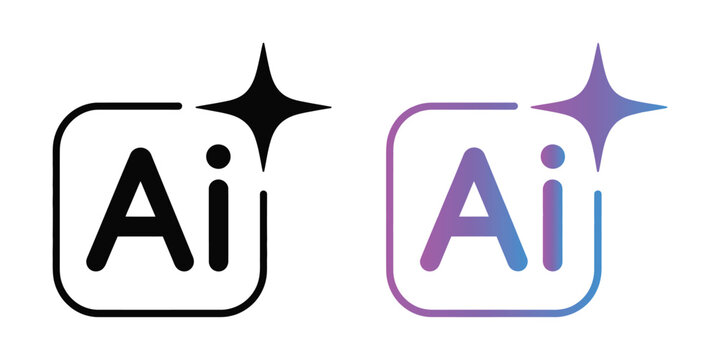 AI generate button vector illustration with star logo, command prompt icon, and artificial intelligence chat tool concept for digital interface design.
