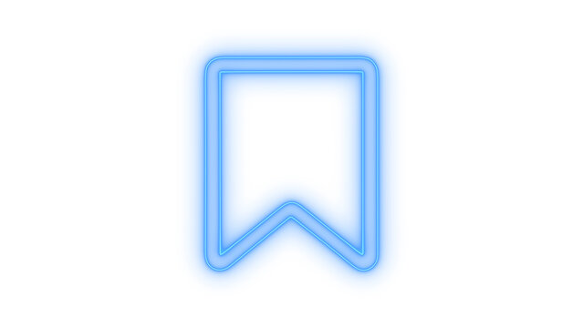 Neon colorful bookmark symbol icon for web and mobile app interface saving content or marking pages for reading list isolated on transparent background with bright glowing effect