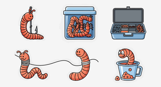 Worms on hook and in cup.