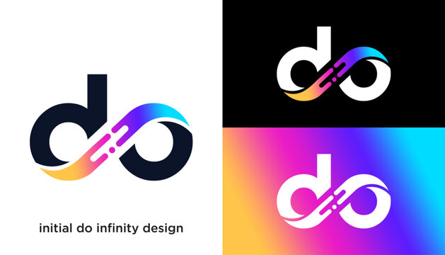 initial do or infinity design logo features colorful gradients and stylized letters on a white background with black text.