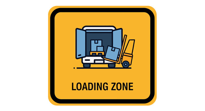 Yellow Loading Zone Sign Board.