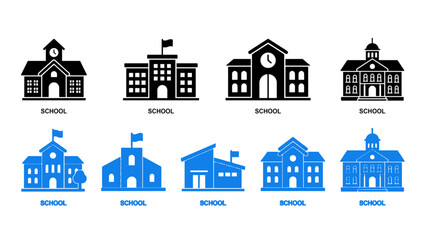 Fototapeta premium Various home and real estate icons in blue color theme.