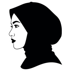 elegant woman in hijab profile portrait minimalist vector illustration © Mdbayjid