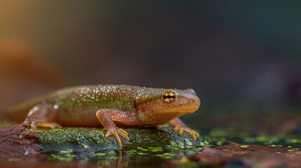Obraz premium Close-Up of a Colorful Amphibian in Nature