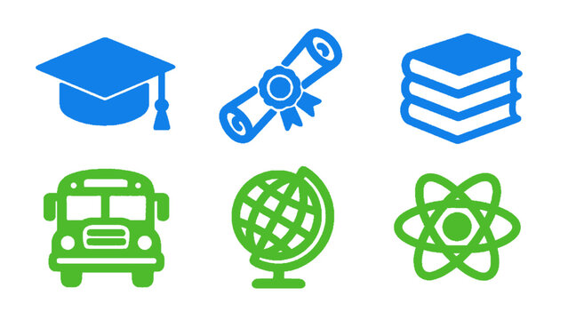 Icons related to science, technology, engineering, and mathematics.