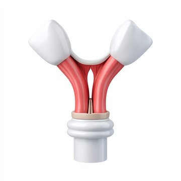 3D Illustration of Human Vocal Cords and Larynx Anatomy Isolated on White Background