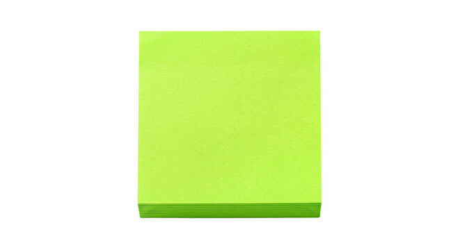 Blank lime green sticky note on transparent background