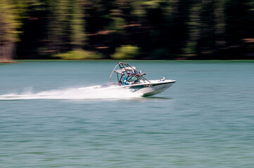 Fototapeta premium speed boat on the river