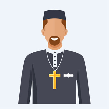 Illustration of a Priest with a Cross Necklace