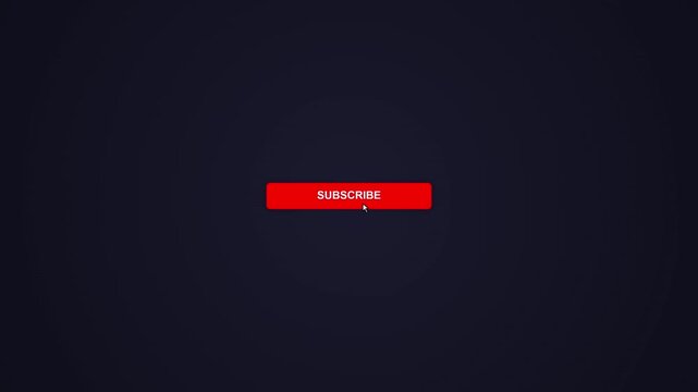 Mouse Cursor Clicking a Red Subscribe Button Changing to Subscribed on Dark Background