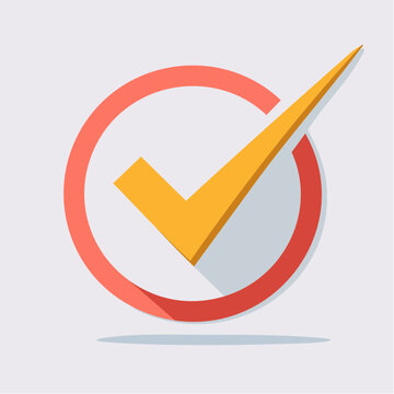 Yellow Check Mark Inside Red Circle Icon