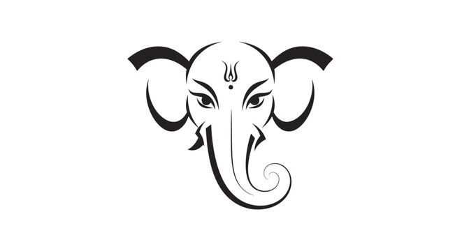 Minimalist Lord Ganesha head line art illustration for Hindu festivals