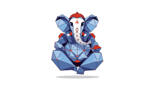 Low poly geometric Lord Ganesha illustration for Hindu festival design