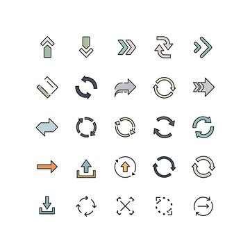 Collection of various direction arrows.