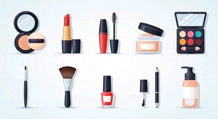 Obraz premium Makeup items icon 