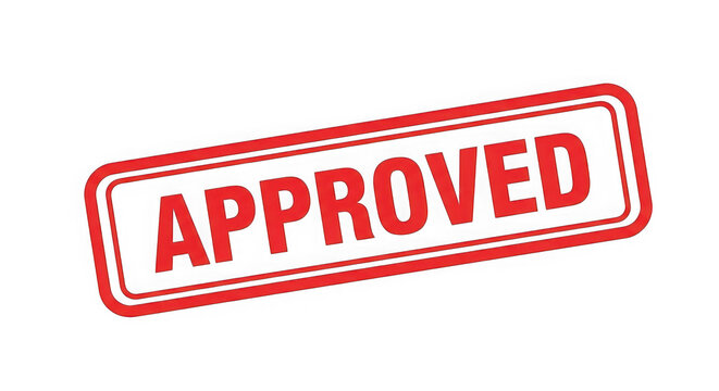 Approved rubber stamp seal on transparent background with red color
