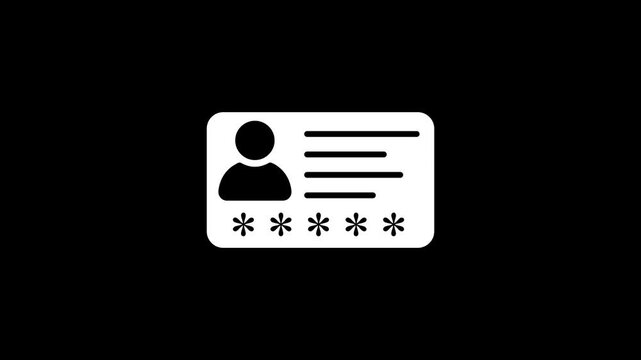 Id card animation. Profile verify icon motion graphics. Animated personal information icon. NID card verify. Driver's license verified 4k video.