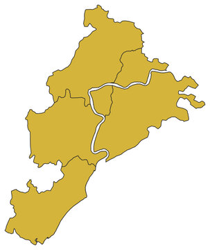 Vector Map of Jhalakathi District With Thana Bangladesh