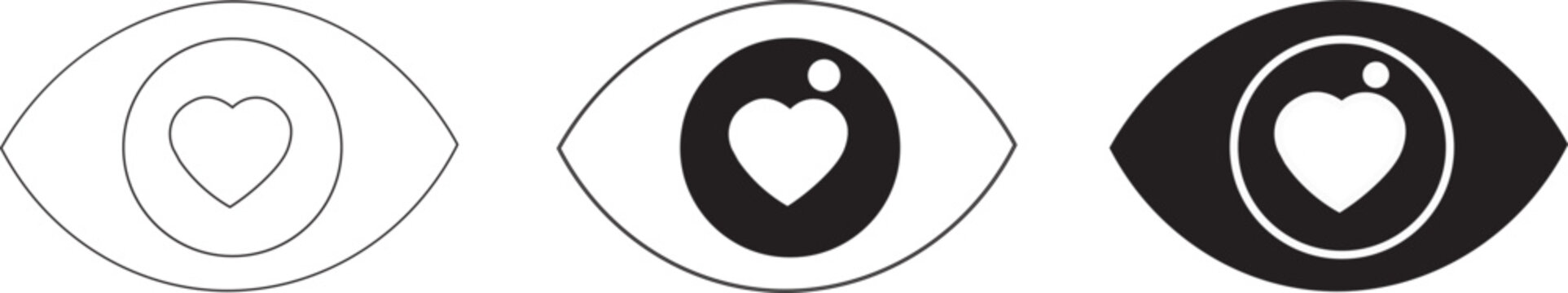 Eye symbol with editable stroke, outline and solid styles. Vector icon for vision, eye care, visibility and monitoring.
