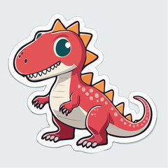Fototapeta premium Cute Red Cartoon Dinosaur Sticker
