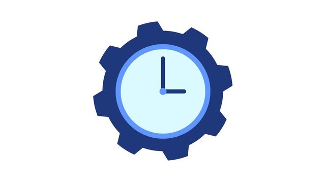 Animated bouncing clock gear icon spinning fast