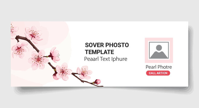 Cherry Blossom Branch Template for Social Media Cover Photo Design